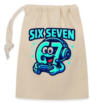 Six Seven Gamer Mascot Italian Brainrot Gaming - Closable cotton gift bag (14x20cm) - nature - Front