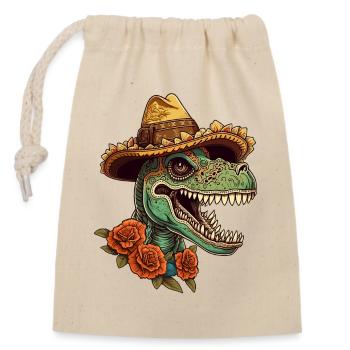 Mexican Sugar Skull Sombrero Trex - Closable cotton gift bag (14x20cm) - nature - Front