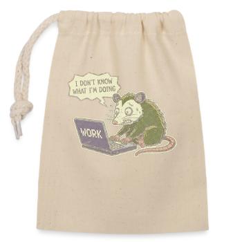 Rat confus devant un ordinateur portable en travaillant - Sac cadeau en coton avec cordon (14 x 20 cm) - nature - Devant