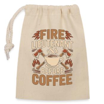 Fire Lieutenant Before Rescue Team Coffee Lover - Verschließbarer Geschenkbeutel aus Baumwolle (14x20cm) - Natur - Vorne