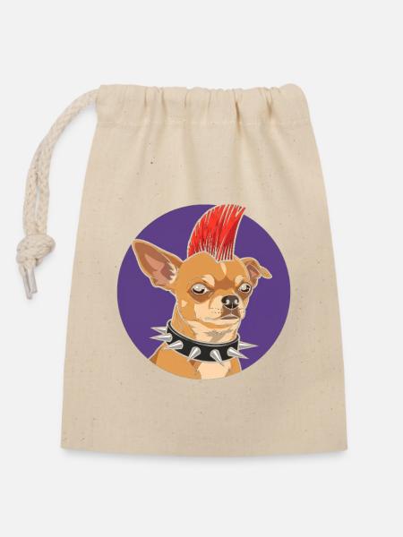 Punk Chihuahua Mohawk - Verschließbarer Geschenkbeutel aus Baumwolle (14x20cm) - Natur