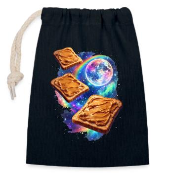 Weltraum Erdnussbutter Toasts - Verschließbarer Geschenkbeutel aus Baumwolle (14x20cm) - Navy - Vorne