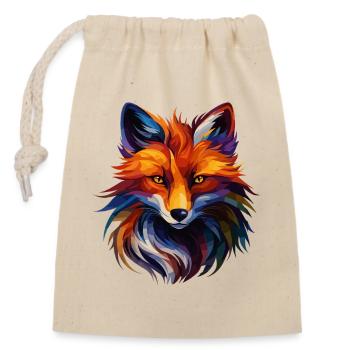 Colorful Fox Polygon Art – Modern Animal Design - Verschließbarer Geschenkbeutel aus Baumwolle (14x20cm) - Natur - Vorne