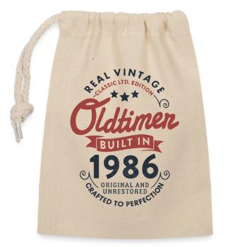 40e anniversaire de voiture classique vintage 1986 - Sac cadeau en coton avec cordon (14 x 20 cm) - nature - Devant