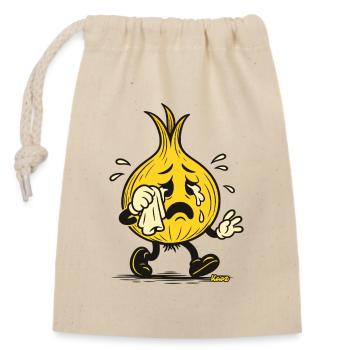 Tearful Onion Mascot - Closable cotton gift bag (14x20cm) - nature - Front