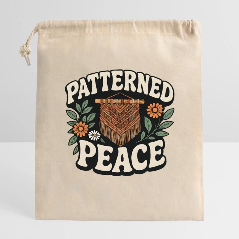 Patterned Calm | Macrame Boho Closable cotton gift bag (14x20cm)