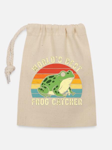 Weltbester Froschfänger - Verschließbarer Geschenkbeutel aus Baumwolle (14x20cm) - Natur