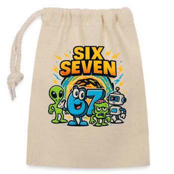 Six Seven 67 Italian Brainrot Nerd Humour Drôle - Sac cadeau en coton avec cordon (14 x 20 cm) - nature - Devant