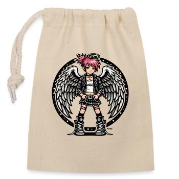 Punk Angel Rebel - Verschließbarer Geschenkbeutel aus Baumwolle (14x20cm) - Natur - Vorne