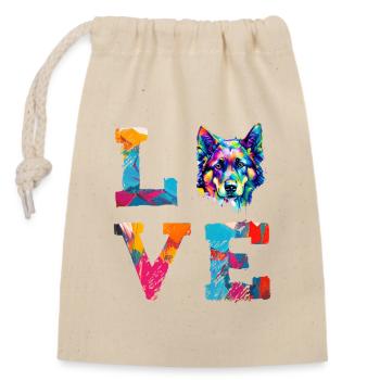 Berger allemand adore Pop Art Chien coloré - Sac cadeau en coton avec cordon (14 x 20 cm) - nature - Devant