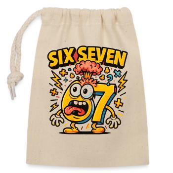 Six Seven 67 Italian Brainrot Nerd Humour Drôle - Sac cadeau en coton avec cordon (14 x 20 cm) - nature - Devant