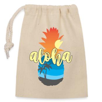 Aloha Sunset Pineapple – Ambiances de la plage d’Hawaï - Sac cadeau en coton avec cordon (14 x 20 cm) - nature - Devant