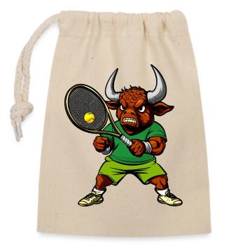 Joueur de tennis Taureau - Sac cadeau en coton avec cordon (14 x 20 cm) - nature - Devant