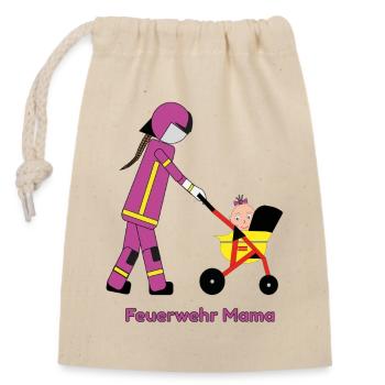 Feuerwehr Mama im Einsatz - Verschließbarer Geschenkbeutel aus Baumwolle (14x20cm) - Natur - Vorne