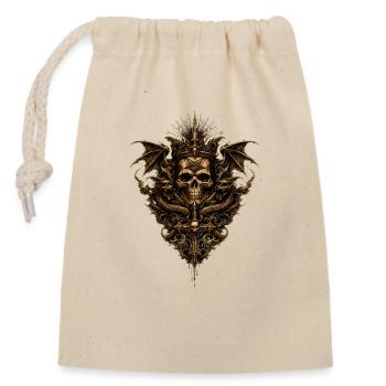 Gothic Skull with Dragons & Occult Symbols - Closable cotton gift bag (14x20cm) - nature - Front