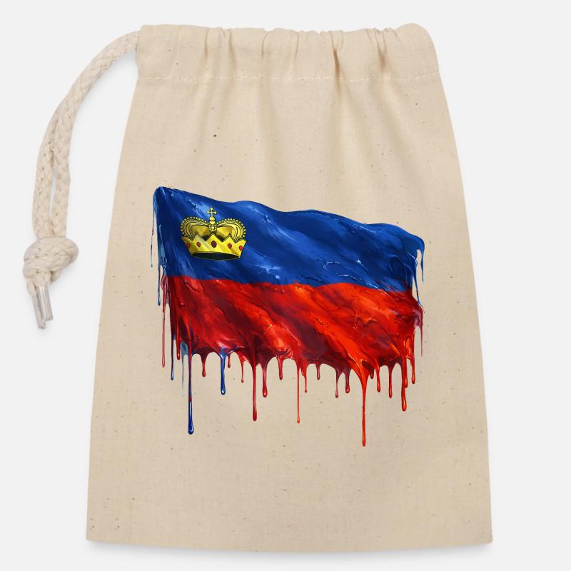 Couleurs colorées du drapeau du Liechtenstein - Sac cadeau en coton avec cordon (14 x 20 cm) - nature