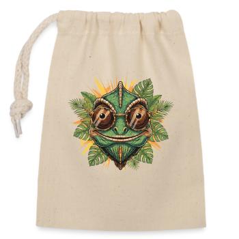 Chameleon with glasses in the jungle - Closable cotton gift bag (14x20cm) - nature - Front