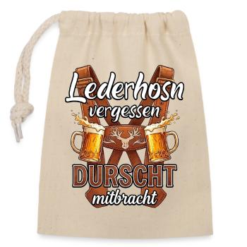 Trachten T-Shirt Herren Trachtenshirt Lederhose - Verschließbarer Geschenkbeutel aus Baumwolle (14x20cm) - Natur - Vorne