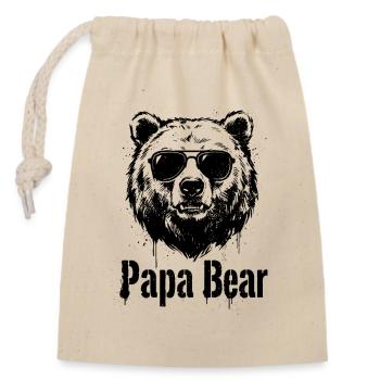 Papa Bear - Vatertag - Geschenk - Verschließbarer Geschenkbeutel aus Baumwolle (14x20cm) - Natur - Vorne