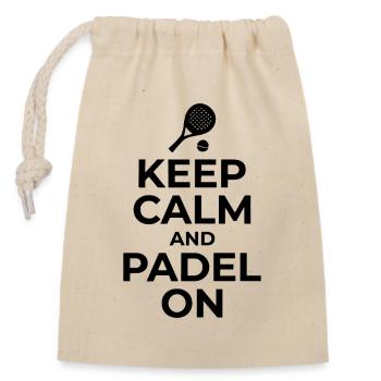 Keep Calm and Padel on Sport Lifestyle Look - Closable cotton gift bag (14x20cm) - nature - Front