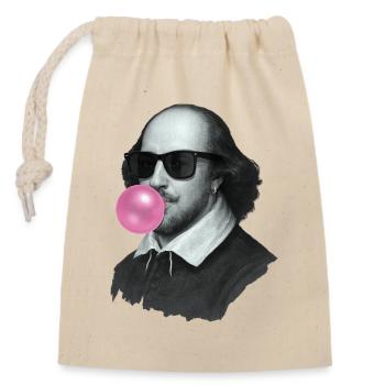 William Shakespeare mit Kaugummi und Sonnenbrille - Verschließbarer Geschenkbeutel aus Baumwolle (14x20cm) - Natur - Vorne