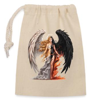 Angel And Demon Woman Light And Dark Wings - Closable cotton gift bag (14x20cm) - nature - Front