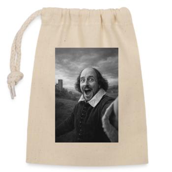 William Shakespeare Selfie - Verschließbarer Geschenkbeutel aus Baumwolle (14x20cm) - Natur - Vorne
