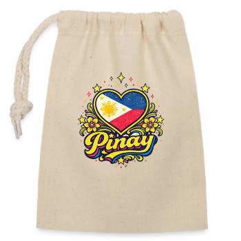 Pinoy Flag Heart Floral Pride - Closable cotton gift bag (14x20cm) - nature - Front