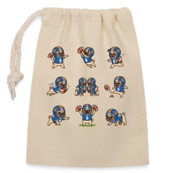 Suesser Mops Football Spieler Touchdown - Verschließbarer Geschenkbeutel aus Baumwolle (14x20cm) - Natur - Vorne