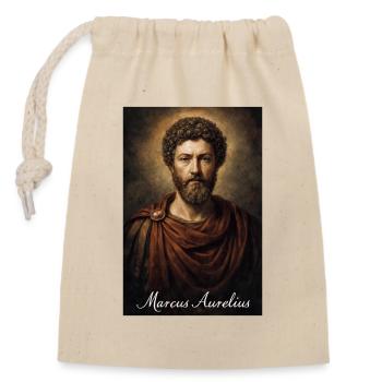 Marcus Aurelius Antikes Porträt - Verschließbarer Geschenkbeutel aus Baumwolle (14x20cm) - Natur - Vorne