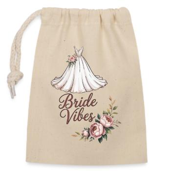Bride Vibes Floral Dress - Closable cotton gift bag (14x20cm) - nature - Front
