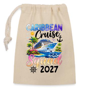 Caribbean Cruise Squad 2027 - Closable cotton gift bag (14x20cm) - nature - Front
