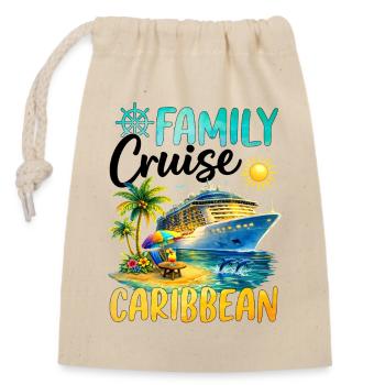Family Cruise Caribbean - Closable cotton gift bag (14x20cm) - nature - Front