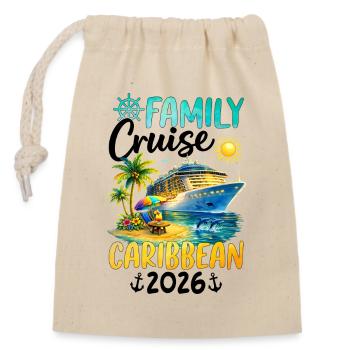 Family Cruise Caribbean 2026 - Verschließbarer Geschenkbeutel aus Baumwolle (14x20cm) - Natur - Vorne