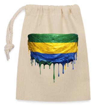 Gabon Flag in Drop Art - Closable cotton gift bag (14x20cm) - nature - Front