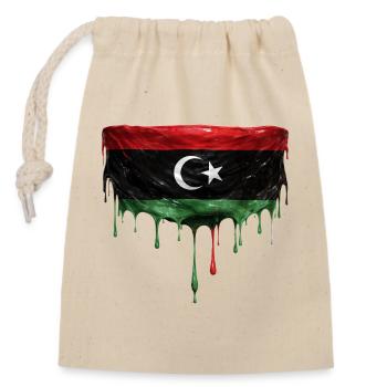 Libyen Flag Tropfen Design - Verschließbarer Geschenkbeutel aus Baumwolle (14x20cm) - Natur - Vorne