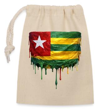 Togo Flagge Tropfenkunst - Verschließbarer Geschenkbeutel aus Baumwolle (14x20cm) - Natur - Vorne