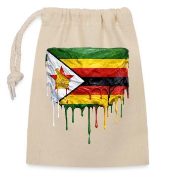Drapeau du Zimbabwe avec peinture dégoulinante - Sac cadeau en coton avec cordon (14 x 20 cm) - nature - Devant