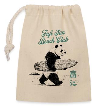 Fuji San Surf Club Panda - Verschließbarer Geschenkbeutel aus Baumwolle (14x20cm) - Natur - Vorne