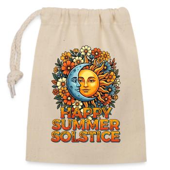 Litha Pagan Summer Solstice Midsummer Midsommar - Closable cotton gift bag (14x20cm) - nature - Front
