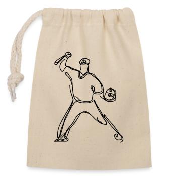 Baseballer Zeichnung - Verschließbarer Geschenkbeutel aus Baumwolle (14x20cm) - Natur - Vorne
