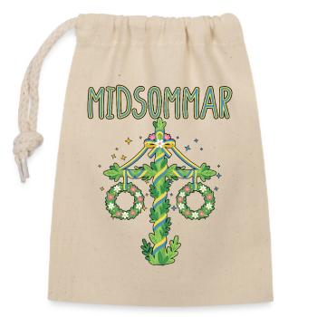Litha Pagan Summer Solstice Midsummer Midsommar - Closable cotton gift bag (14x20cm) - nature - Front