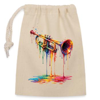 Trumpet mit tropfender Farbe - Verschließbarer Geschenkbeutel aus Baumwolle (14x20cm) - Natur - Vorne