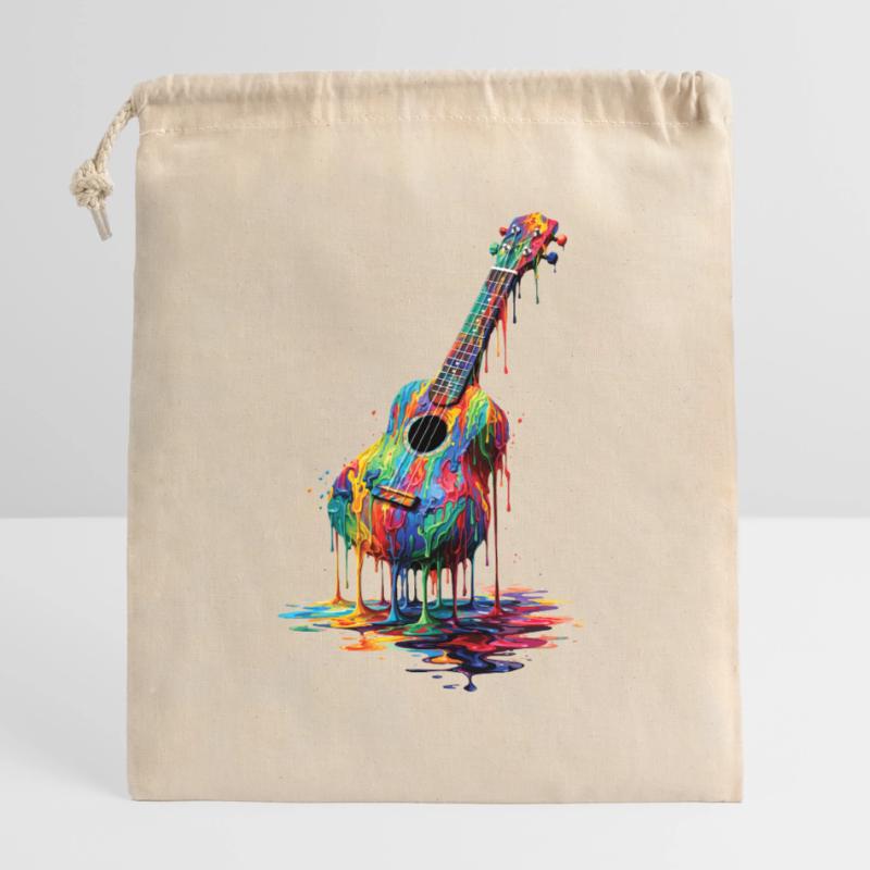 Ukulele mit tropfender Farbe Verschließbarer Geschenkbeutel aus Baumwolle (14x20cm)