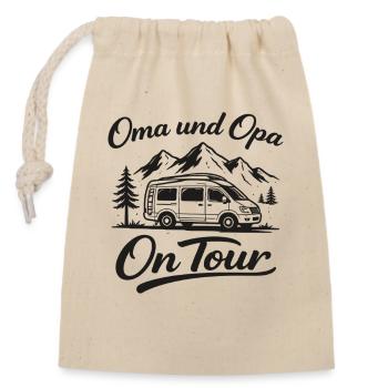 Oma Opa Camping Shirt Wohnmobil Vanlife Geschenk  - Verschließbarer Geschenkbeutel aus Baumwolle (14x20cm) - Natur - Vorne