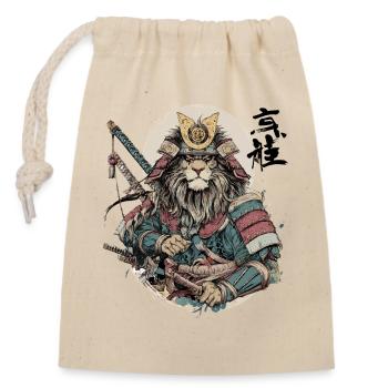 Lion Samurai Armor Warrior - Closable cotton gift bag (14x20cm) - nature - Front