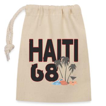 Haiti 68 mit Insel Flair  - Verschließbarer Geschenkbeutel aus Baumwolle (14x20cm) - Natur - Vorne