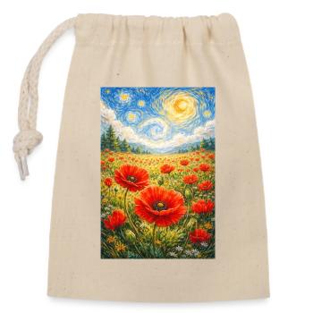 Mohnblume Sternennacht - Verschließbarer Geschenkbeutel aus Baumwolle (14x20cm) - Natur - Vorne