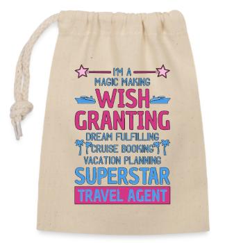 Family Vacation Planning Trip Cruising - Closable cotton gift bag (14x20cm) - nature - Front