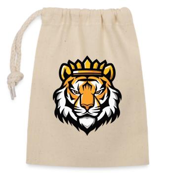 Tiger Head Crown - Closable cotton gift bag (14x20cm) - nature - Front